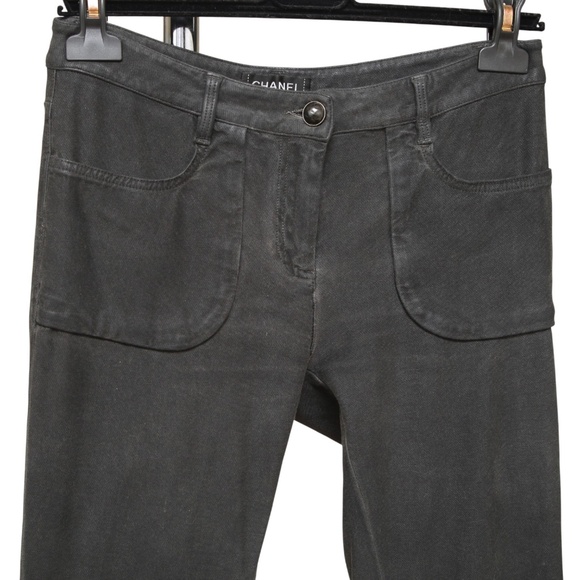 CHANEL Black Pants Pant Jeans Skinny Leg Pockets Zipper Stretch Sz 38 - Picture 2 of 8